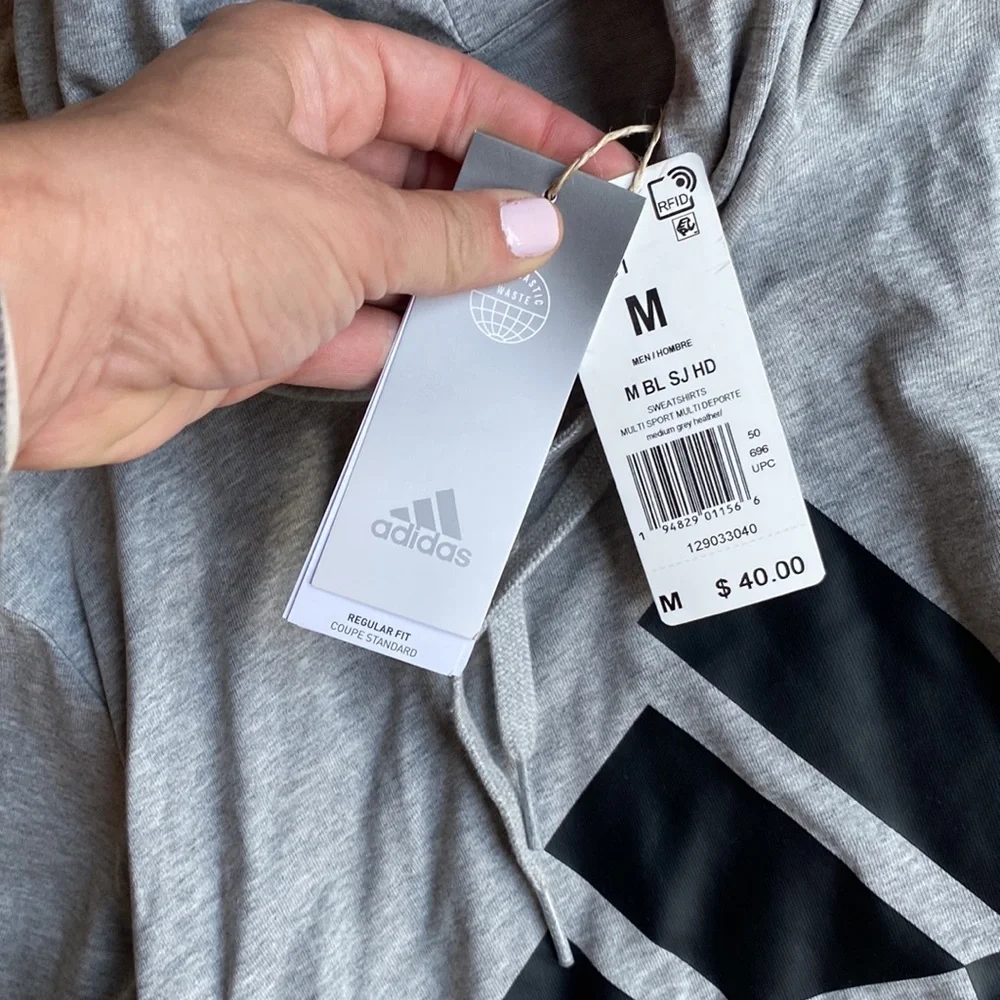 NWT Men’s Adidas Classic Grey Hoodie, size M